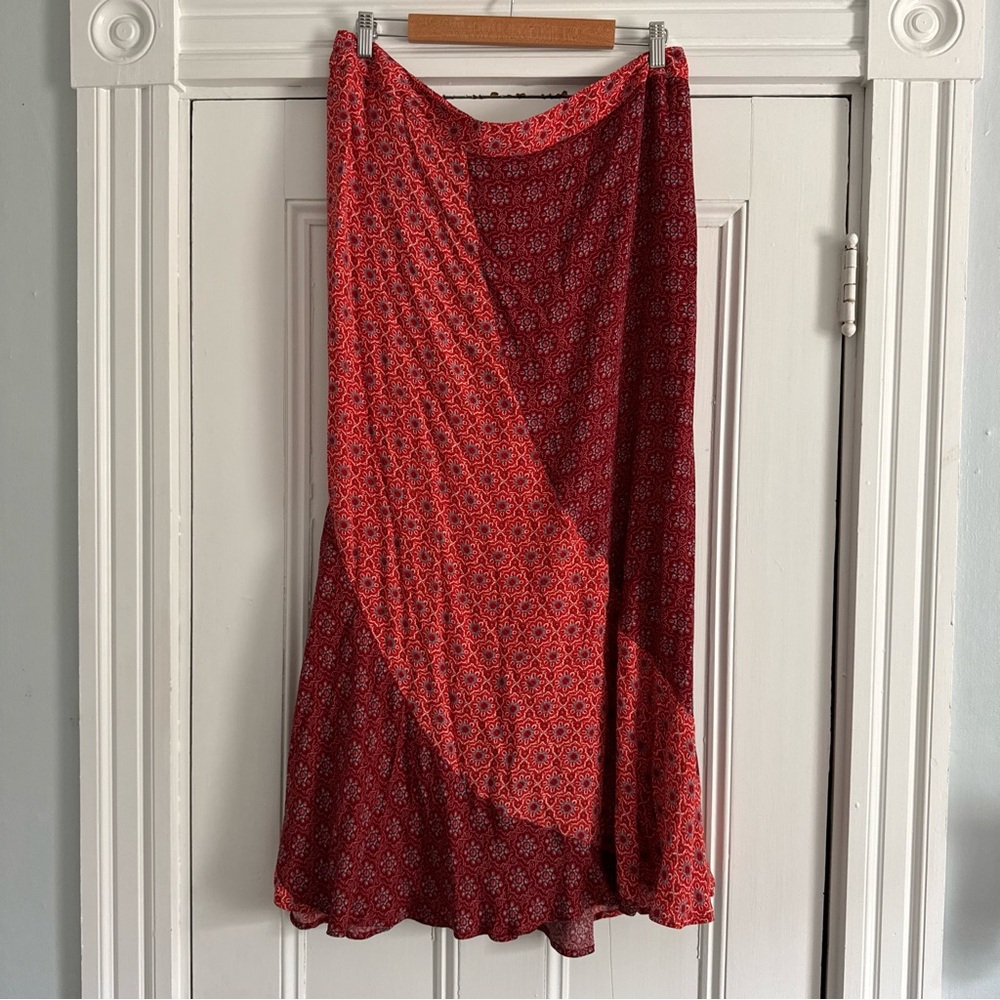 Fat Face Red Patterned Midi Skirt